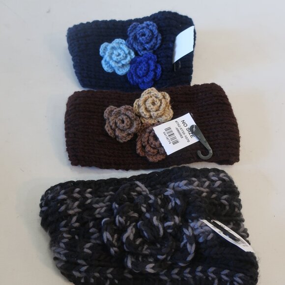 NWT Womens 3PC Shag Boutique Assorted Knit Headbands One Size - Picture 2 of 4